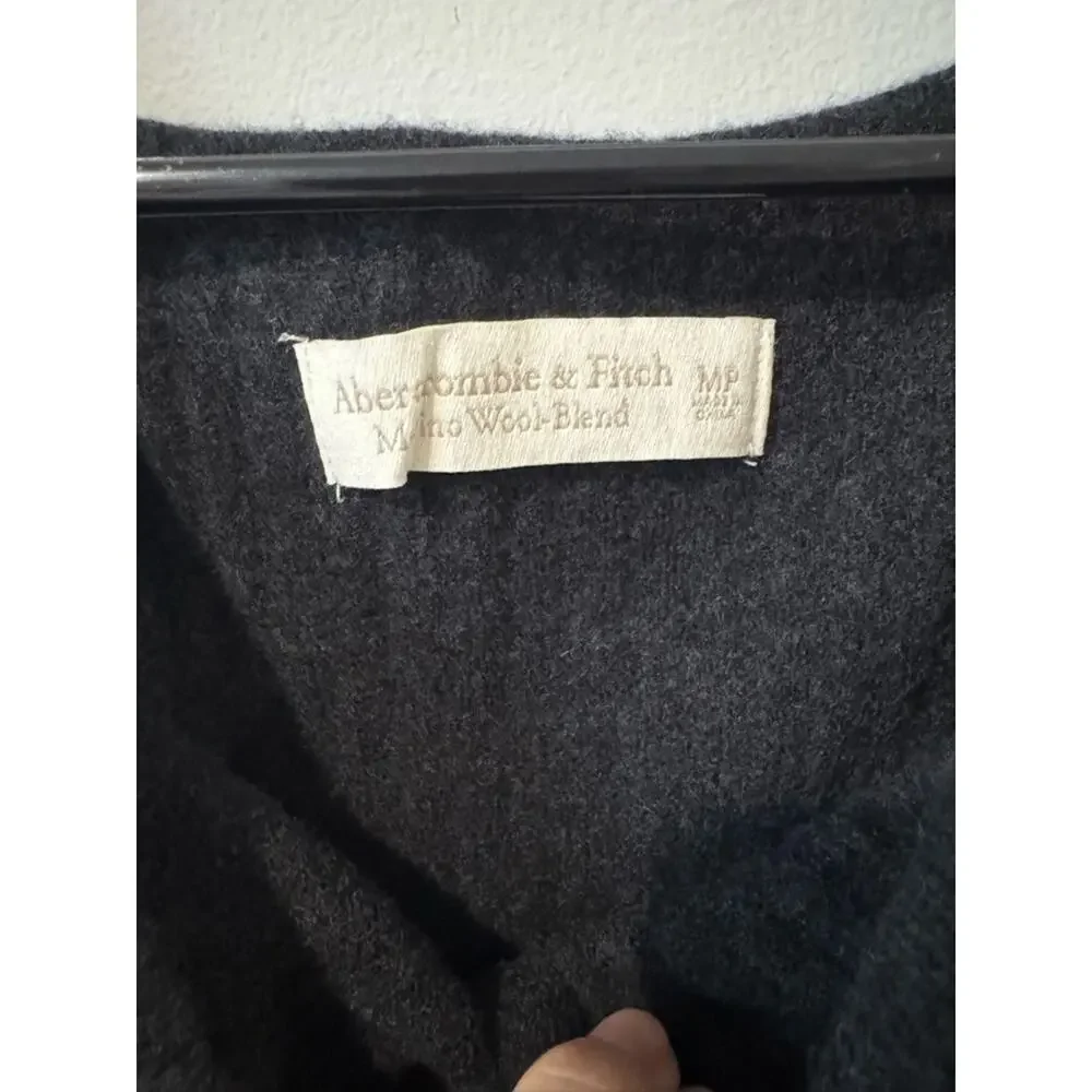 Abercrombie & Fitch Wool Black Ribbed Button-Front Maxi Dress Size MP